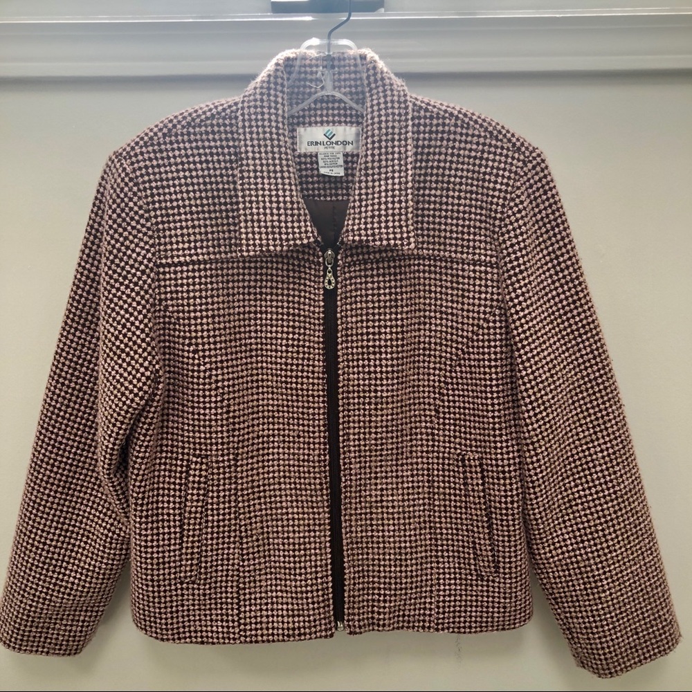 Erin London tweed-inspired zip blazer